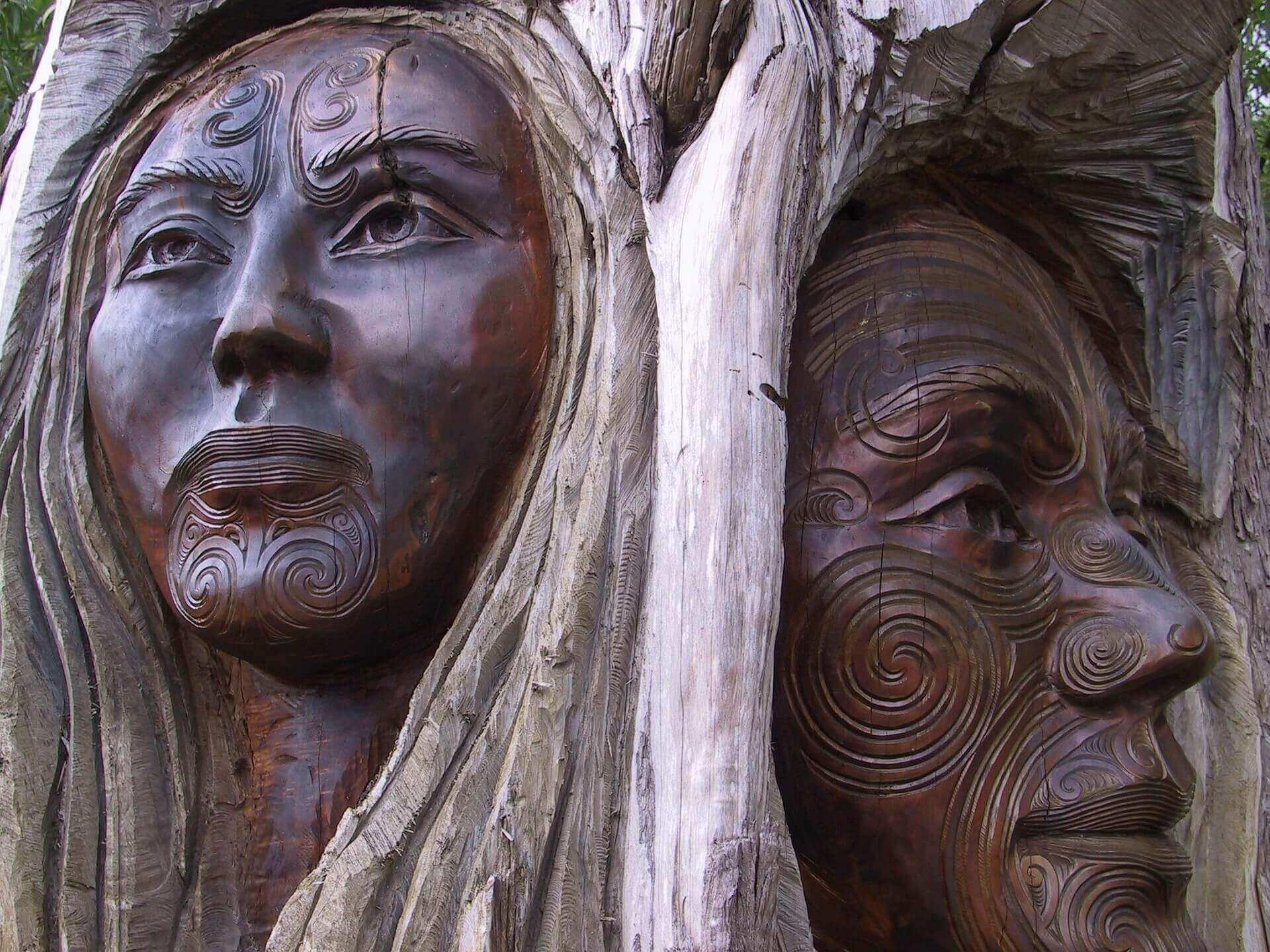 Maori Art - Wood Faces - New Zealand