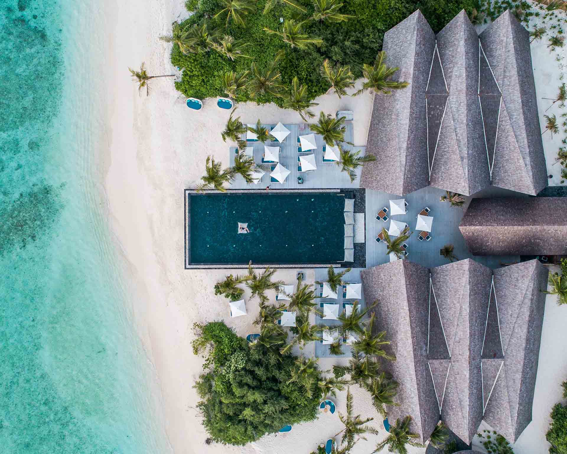 Aerial shot of Movenpick Maldives